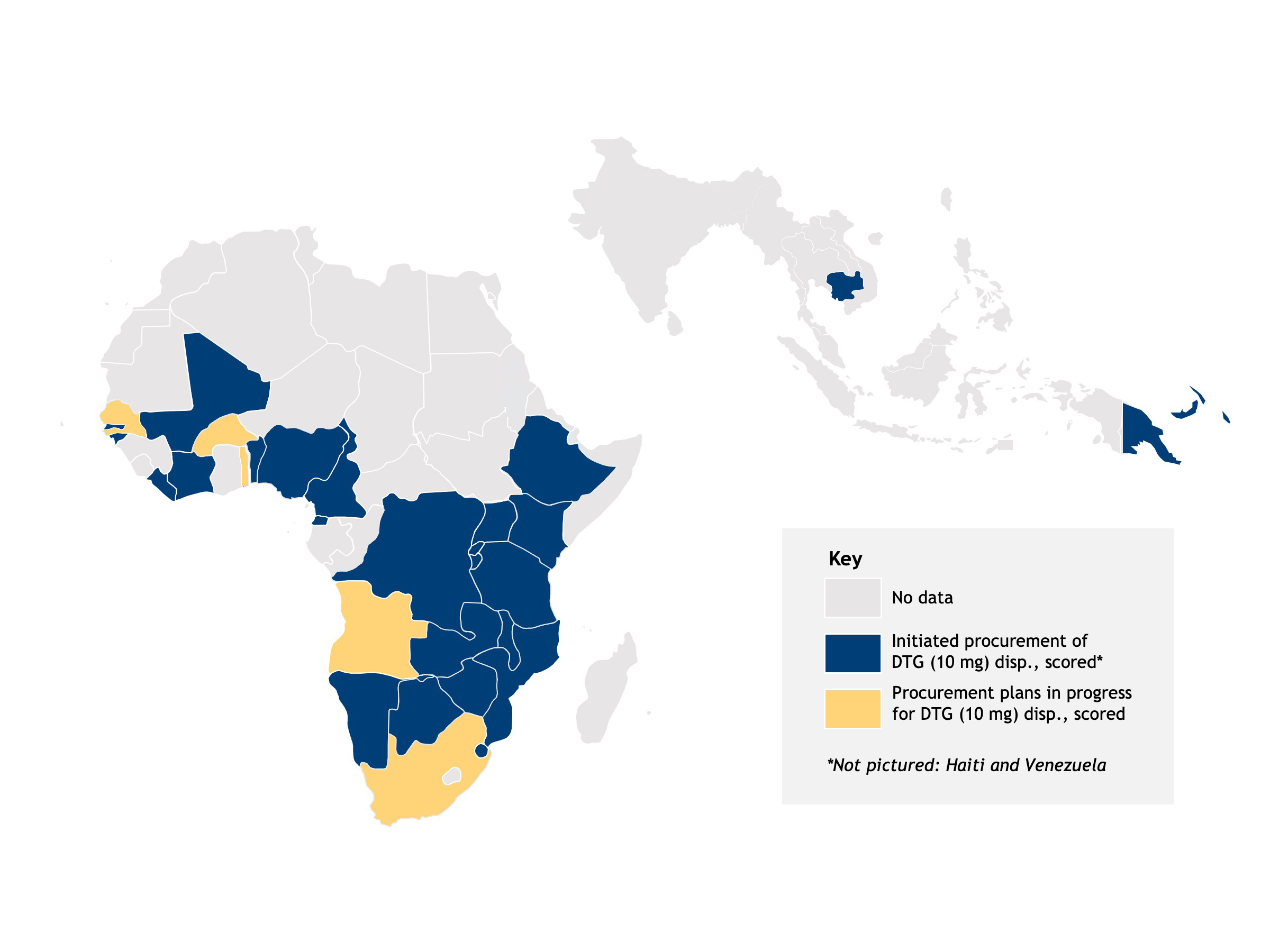 Carte montrant les pays où l'adoption est prévue.